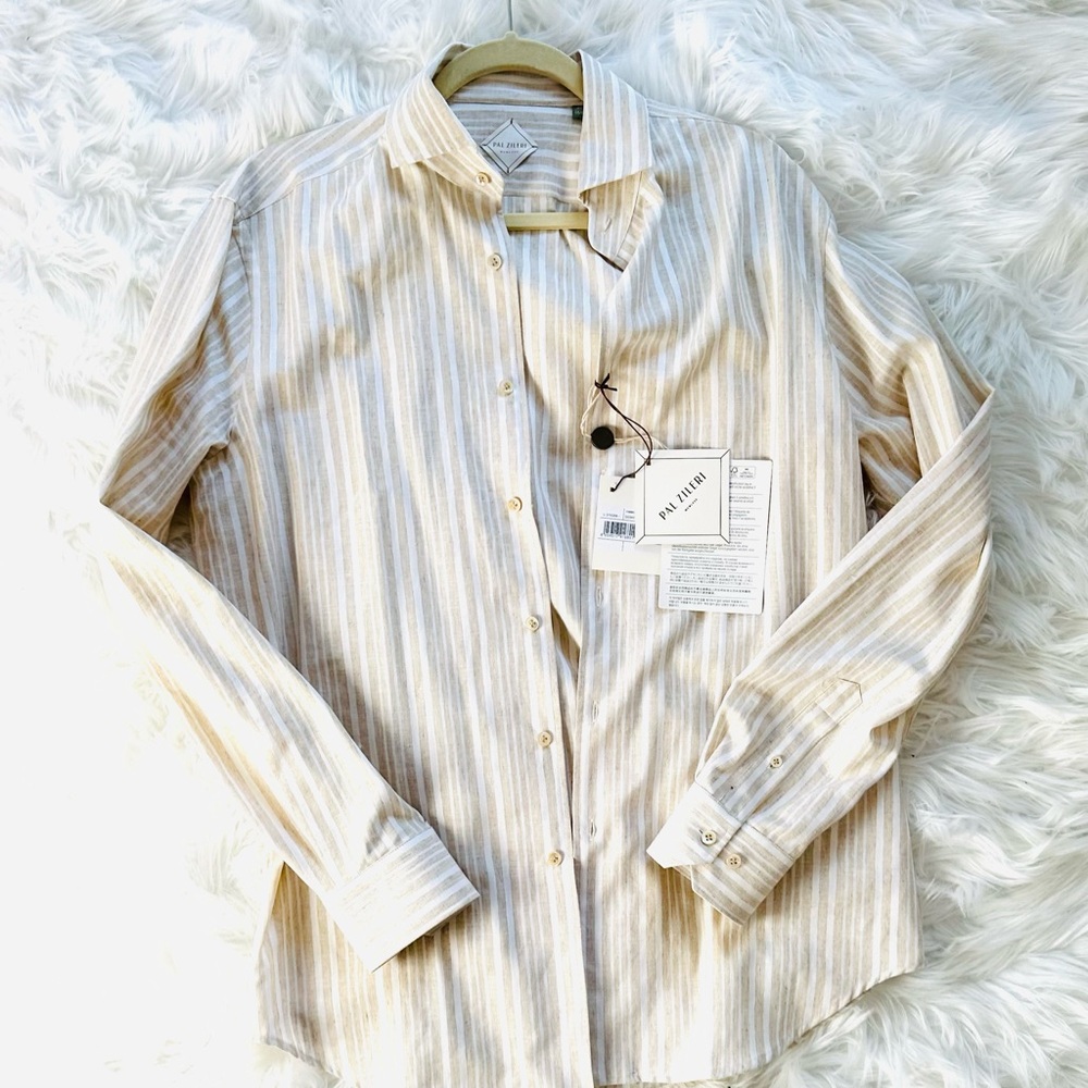 Pal Zileri Men's Striped Beige Shirt